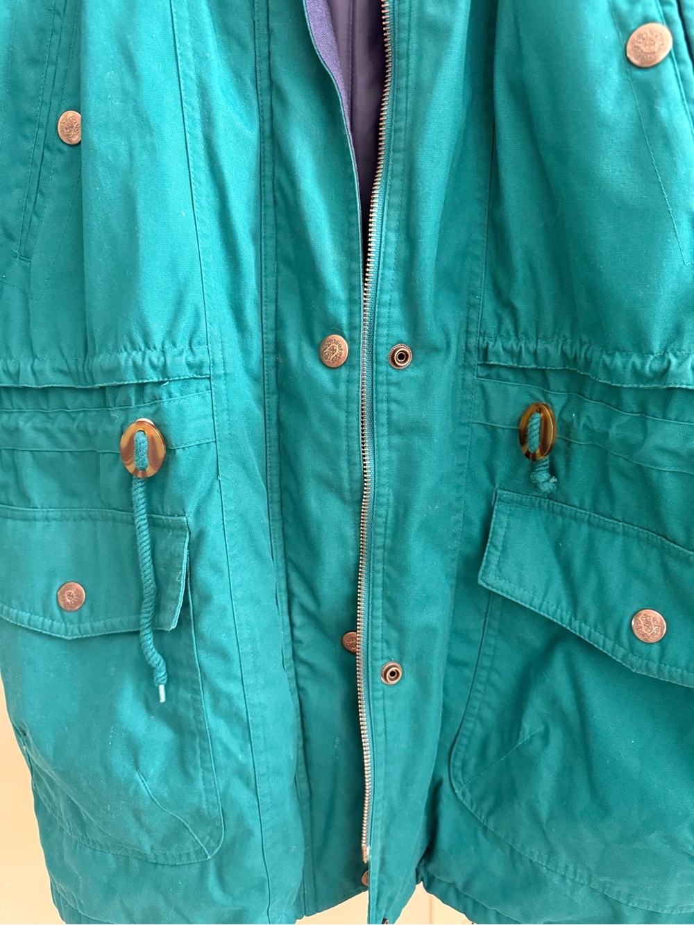Sky Teal Field Jacket with Drawstring Waist